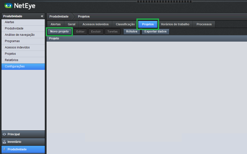 Como criar projetos e tarefas – NetEye Help